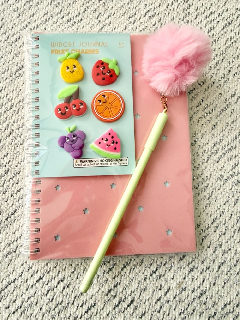 NWT! Set of Journal/Notebook with 3D journal charms and puffy charm pen
